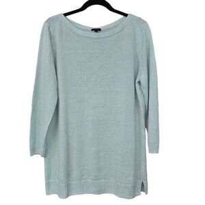 Talbots 100% Linen Long Sleeve Pullover Sweater Pale Sea Foam Green Size XL